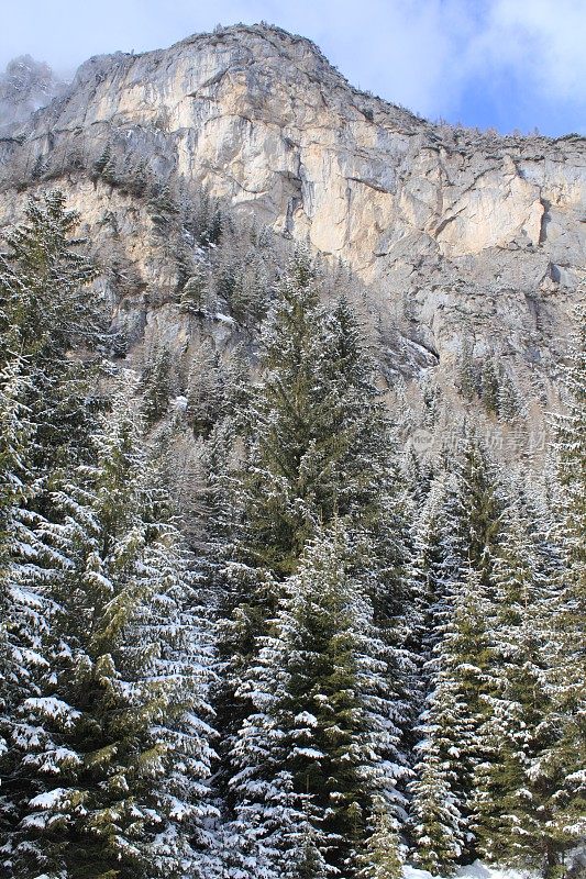 意大利Dolomites的冬天