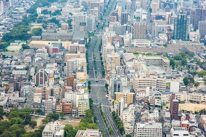 大阪的空中城市景观