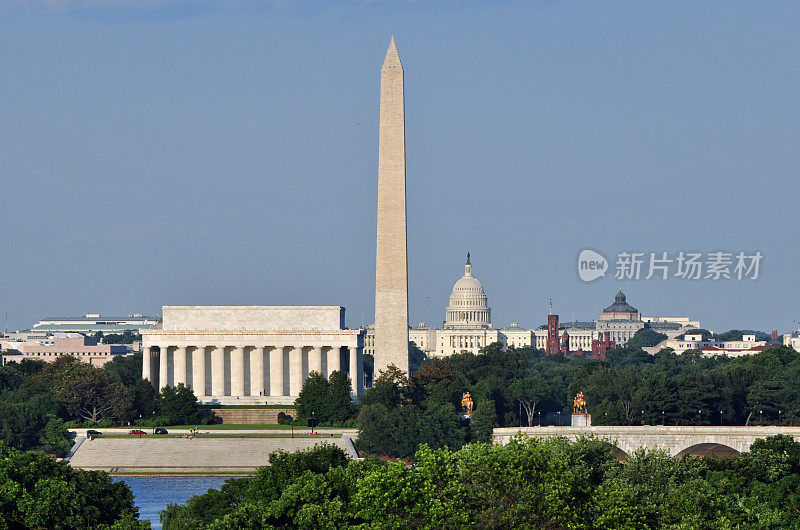 华盛顿特区和林肯纪念堂的轮廓线