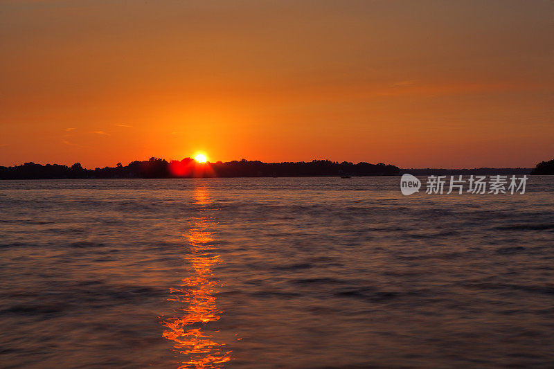 美国密西根湖乡村夏日日落