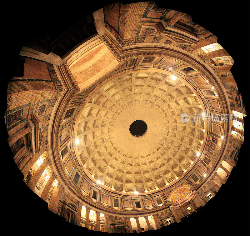 万神殿天花板穹顶全景图。罗马,意大利