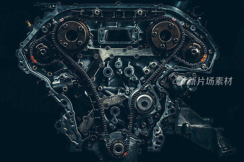 V8汽车发动机特写