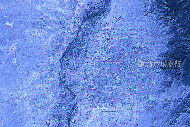 阿尔布开克摘要城市地图卫星图像蓝色细节