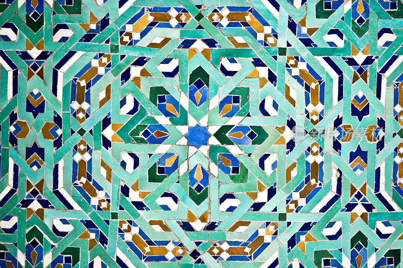 阿拉伯瓷砖马赛克纹理背景图案