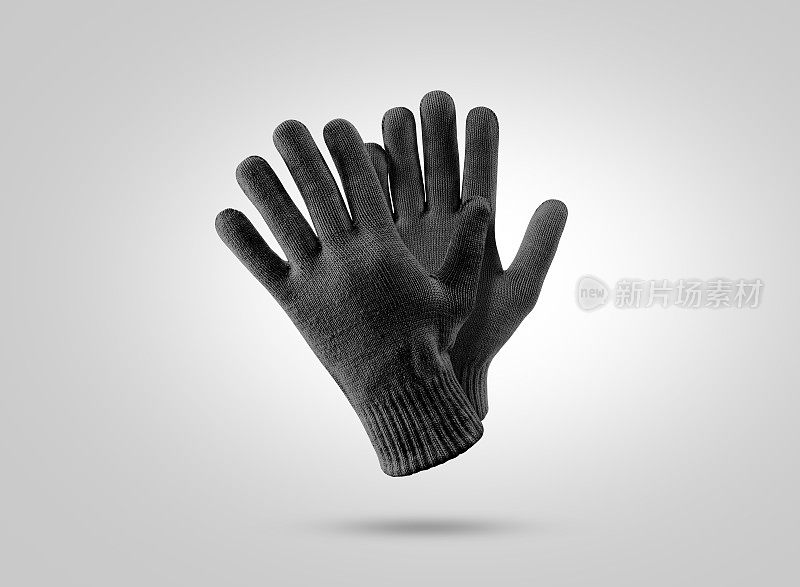 空白黑色针织冬季手套模型