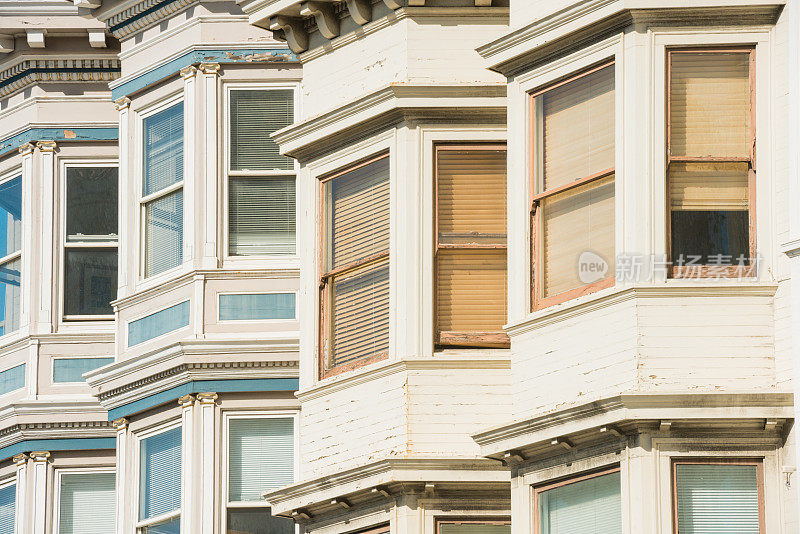 旧金山加利福尼亚维多利亚建筑窗户细节在俄罗斯山