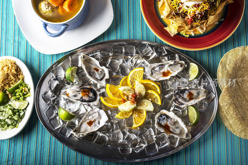 墨西哥美食和牡蛎英雄拍摄