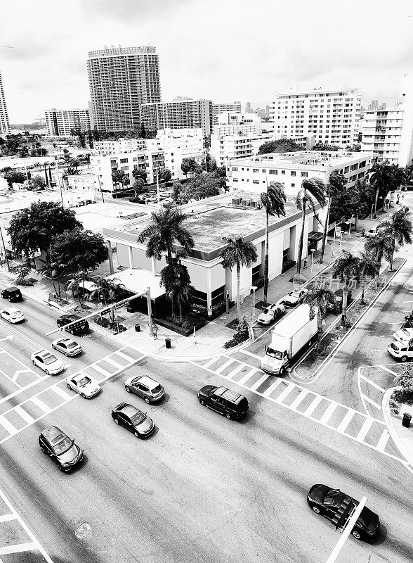 十字路口,迈阿密。鸟瞰图。