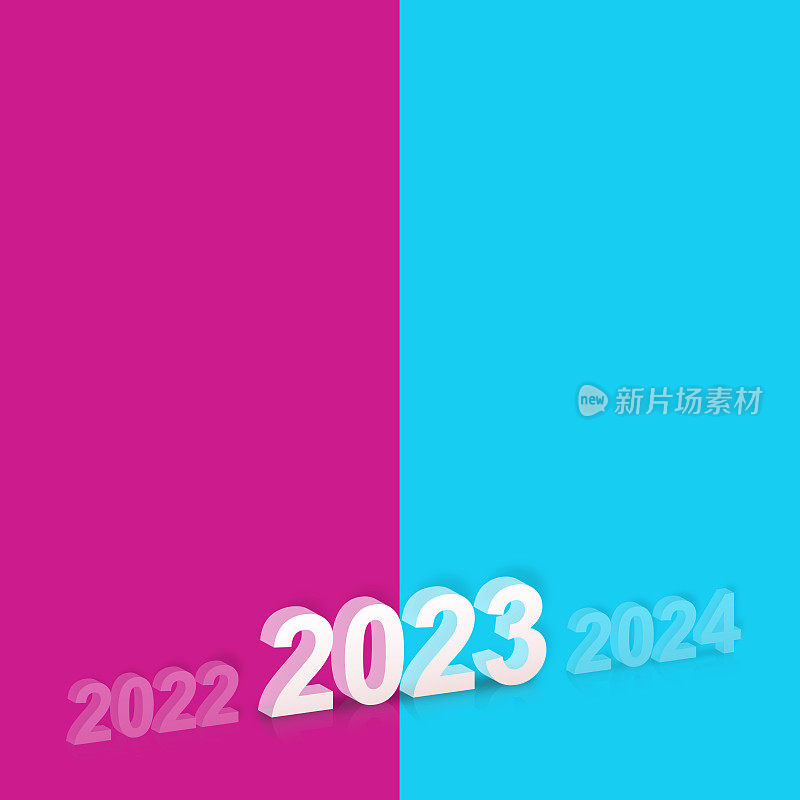 2023年孤立在彩色背景上