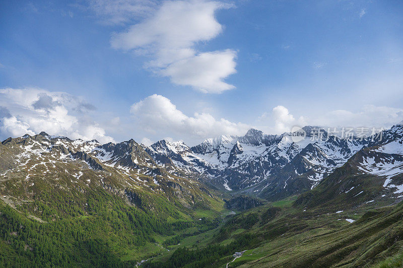 高山景观沿着Timmelsjoch高山口