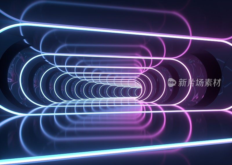 3D霓虹灯效果与黑色发光的背景