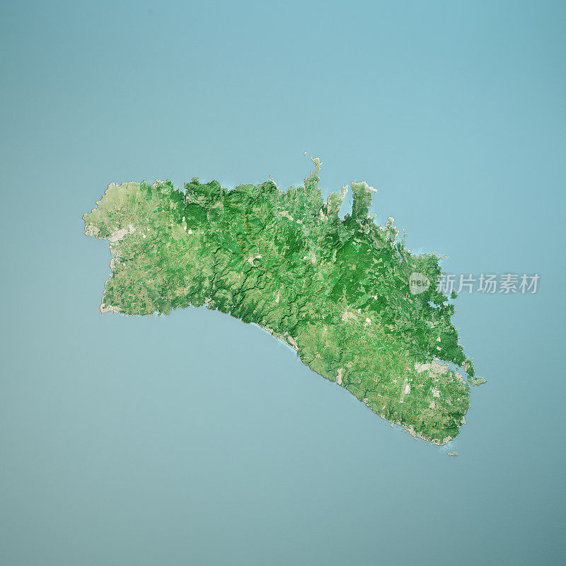 Menorca岛3D渲染Topo顶视图2019年3月