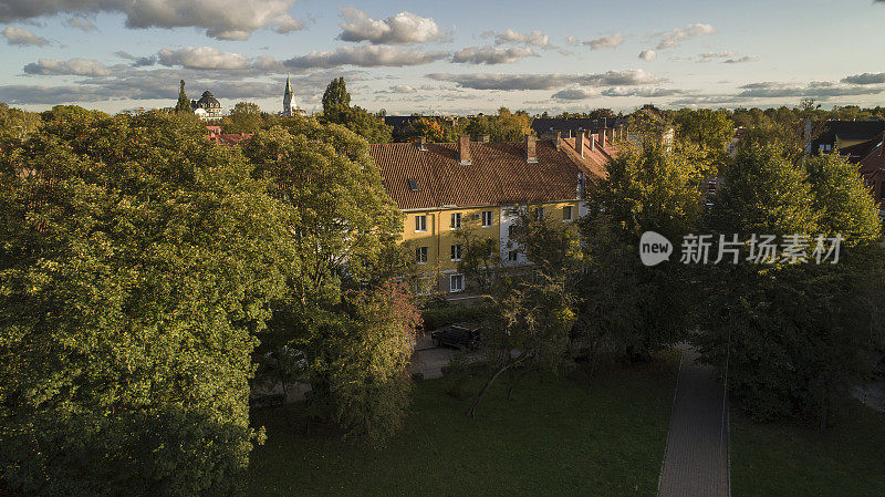 Königsberg(现在的加里宁格勒)的历史街区鸟瞰图，这是位于东普鲁士的古老德国城市，二战后被移交给苏联。