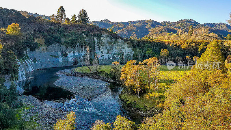 风景优美的Manganui-a-te-Ao河，Raetihi，新西兰