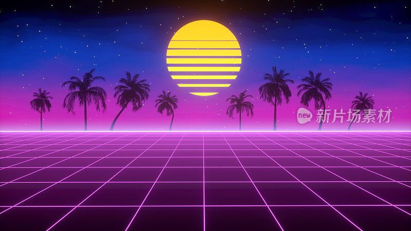 Synthwave复古的背景