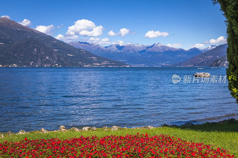 意大利伦巴第的科摩湖和美丽湖的高山景观