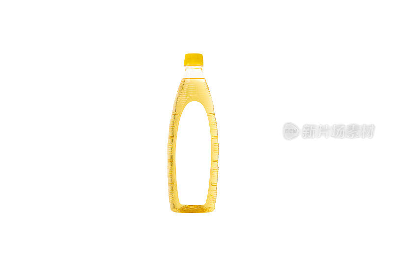 塑料瓶葵花籽油隔离白色。