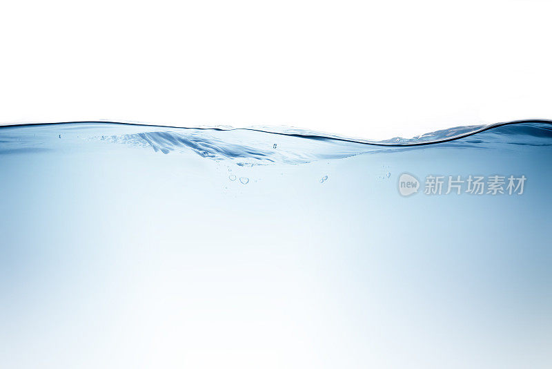 蓝色的水波浪和泡沫来清洁饮用水