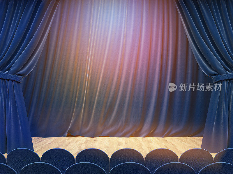 蓝色幕幕的舞台