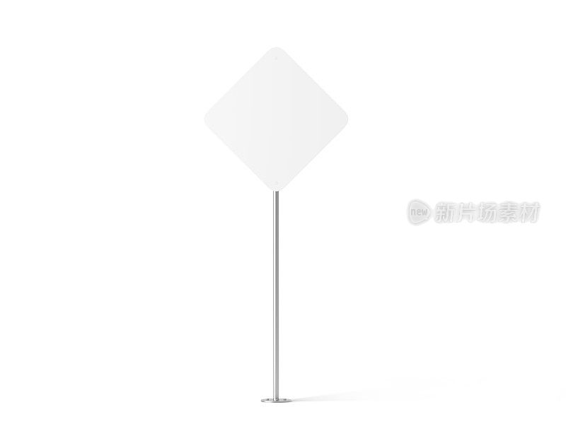 空白白色菱形街道标志模型