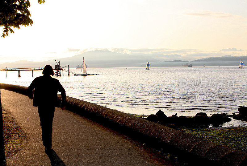 日落在温哥华海边。Kitsilano