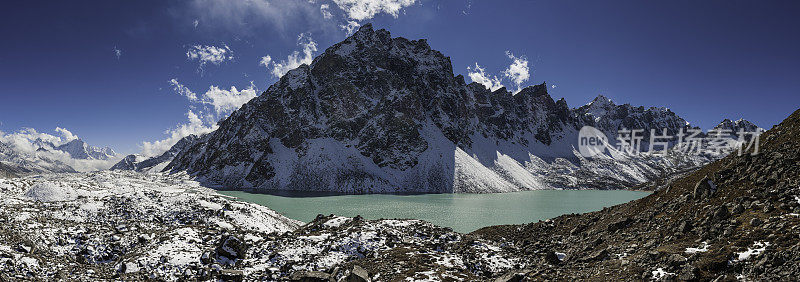 山野峰巅，喜马拉雅山雪峰全景