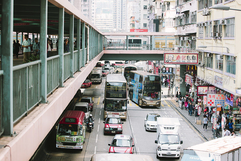 香港高架人行道的景观