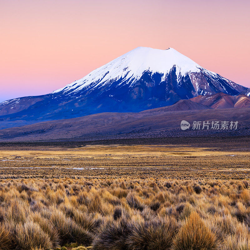 玻利维亚萨贾马国家公园帕里纳科塔火山上的日出