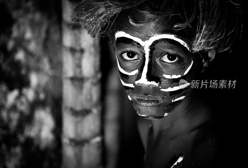 瓦努阿图男孩部落肖像