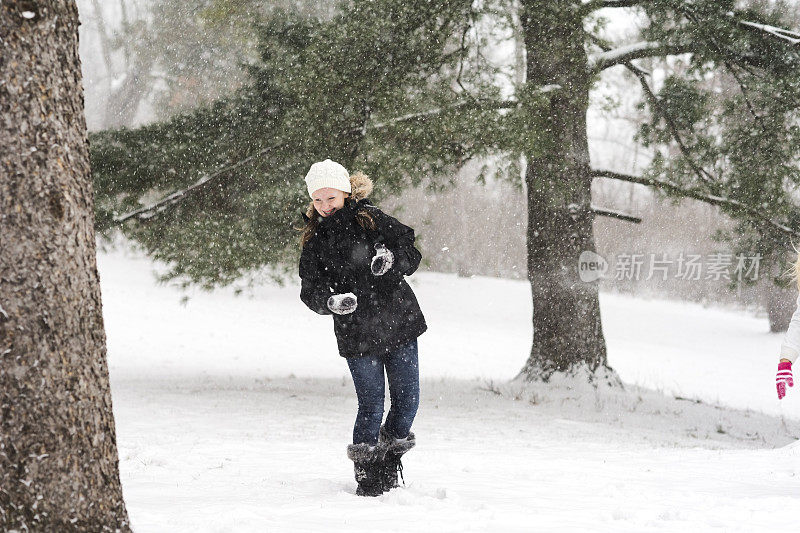 明尼苏达州暴风雪中的打雪仗