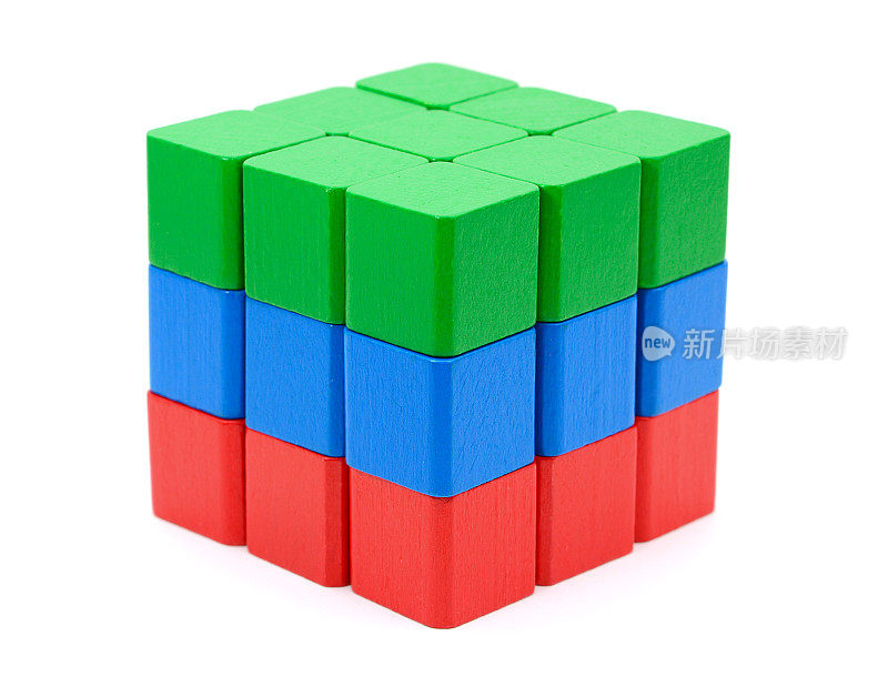 RGB玩具方块的白色背景