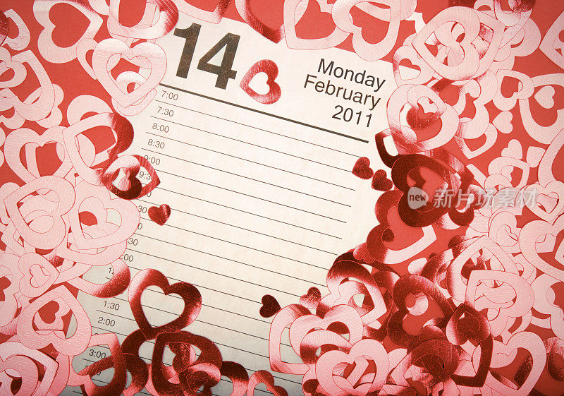 2月14日星期一情人节日历