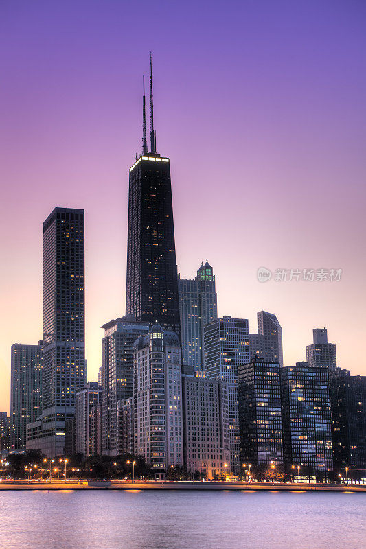 日落时分的芝加哥天际