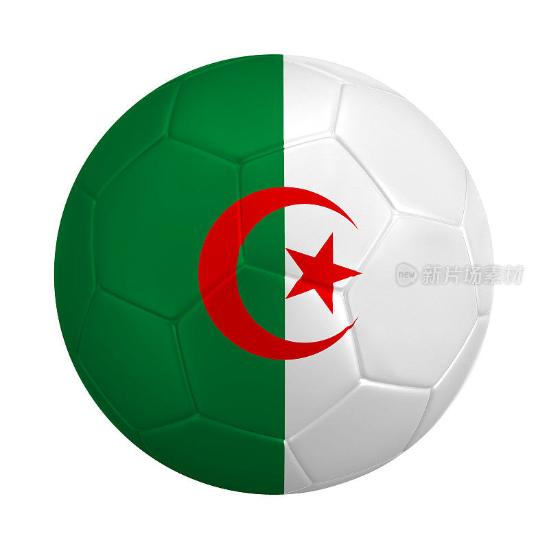 带有阿尔及利亚国旗颜色的足球