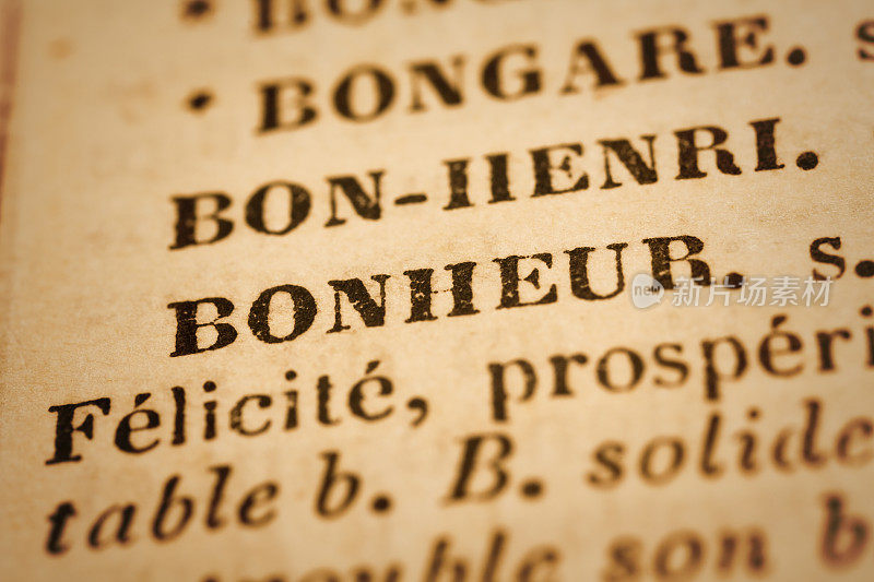 Bonheur:法语字典特写