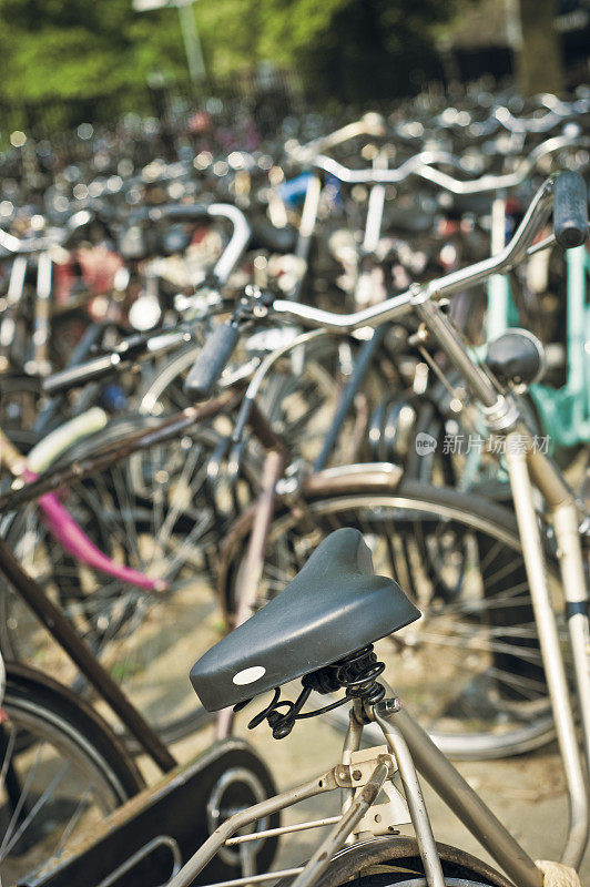 在乌得勒支市停放自行车