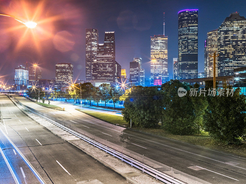 休斯顿市中心的夜晚