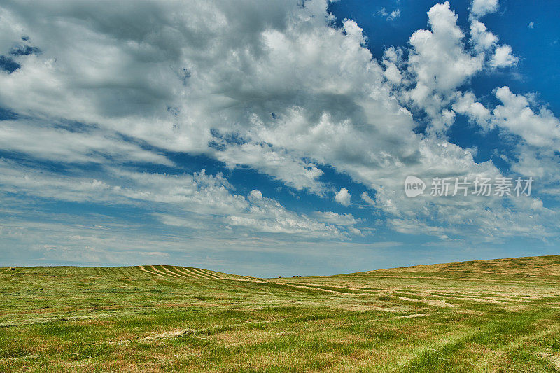 草原和天空。HDR