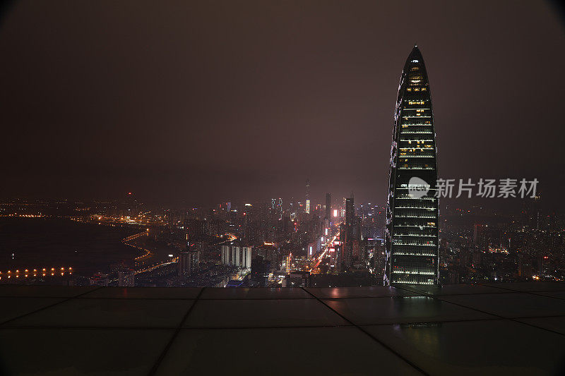 中国深圳未来现代化建筑夜景