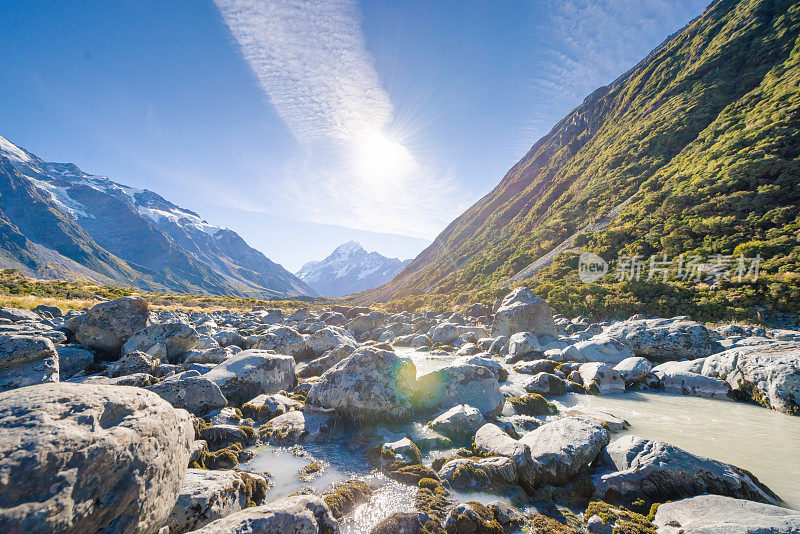 新西兰风景优美的山景拍摄于库克山