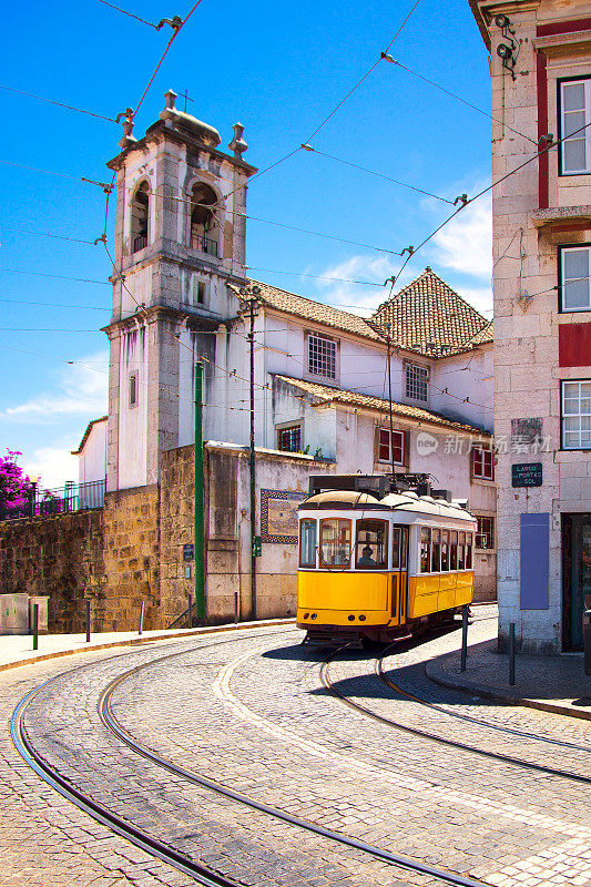 里斯本有轨电车在城市有轨电车网络。Alfama区路线。葡萄牙