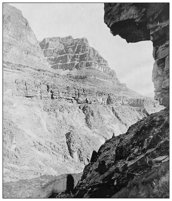 古董黑白照片的美国:大峡谷，科罗拉多州