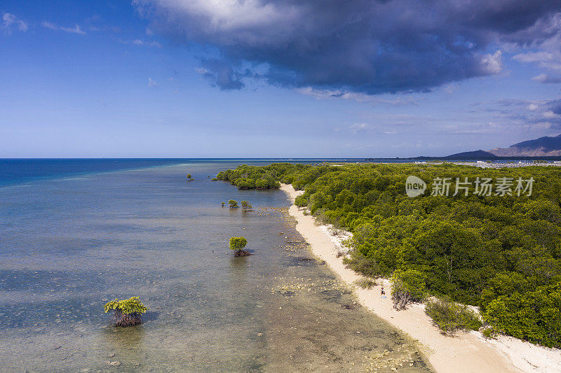 印度尼西亚巴厘岛的白色沙滩和红树林