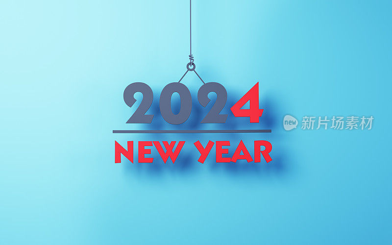 2024年灰红剪纸，蓝底绳挂