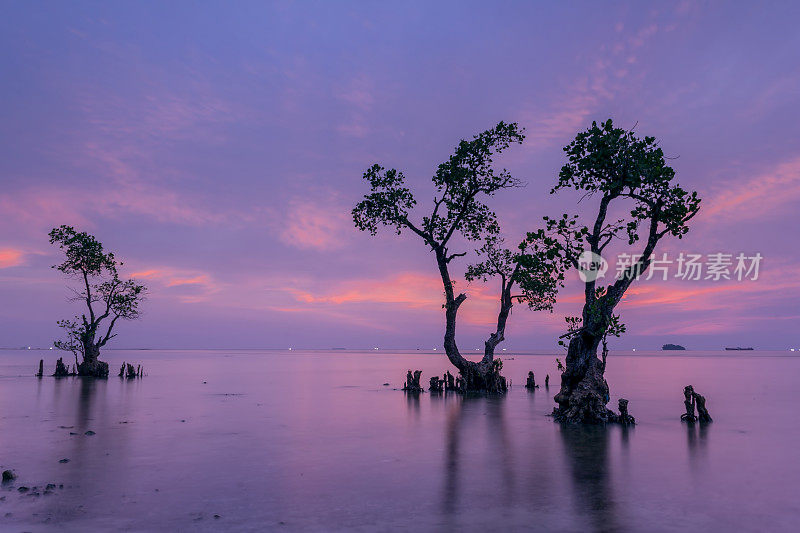 巴东尼瓦纳海滩黄昏全景