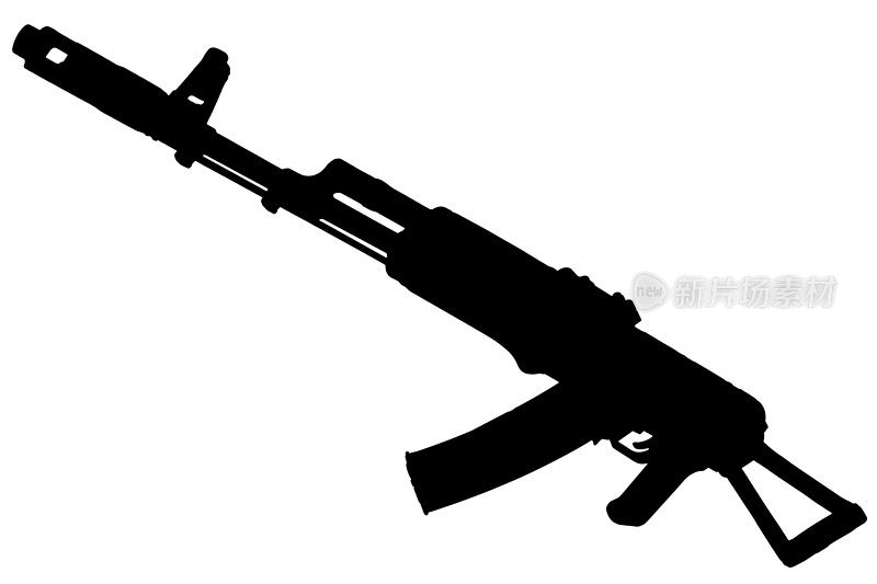 卡拉什尼科夫aks74突击步枪黑色轮廓