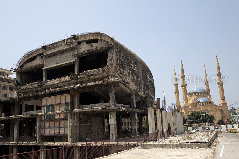 黎巴嫩贝鲁特的老电影院和穆罕默德清真寺