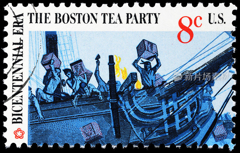 盖销邮戳，波士顿倾茶事件