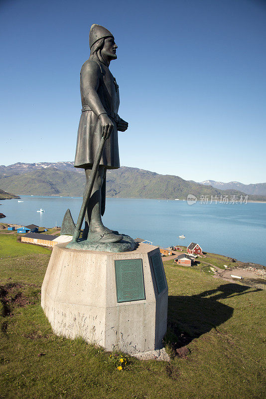 红色埃里克的雕像。格陵兰岛