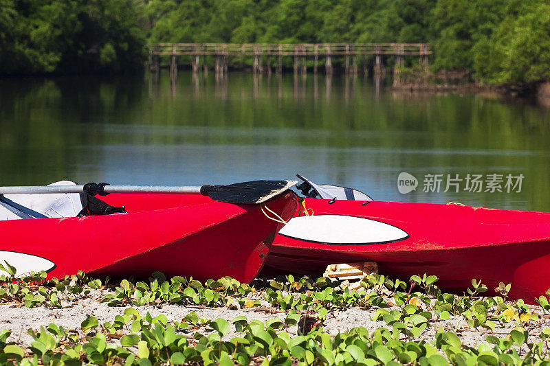 平静的湖面上的独木舟